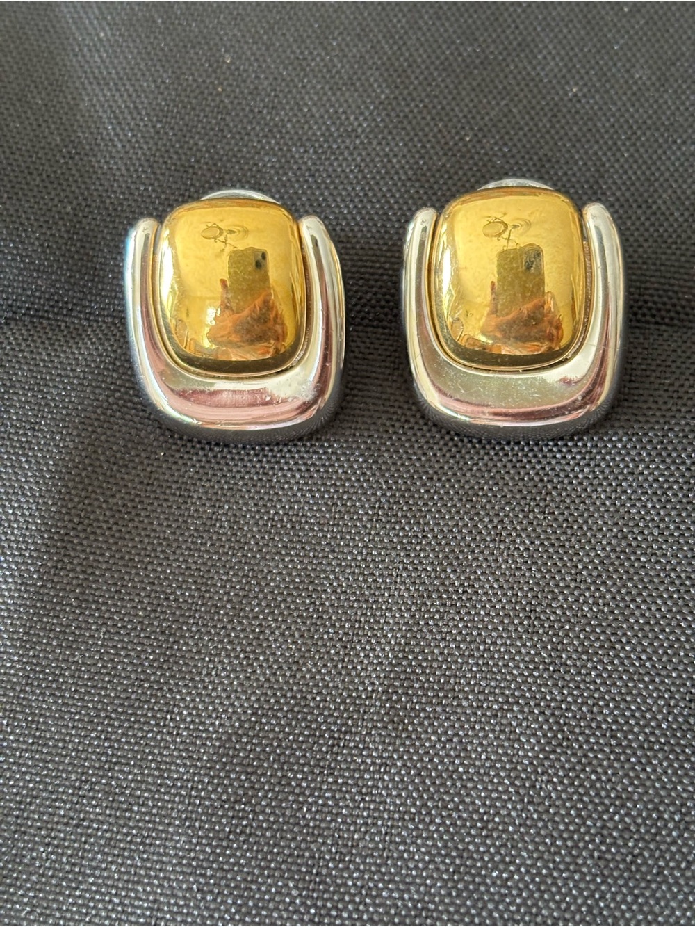 Monet Silver-Gold Tone Textured Square Stud Earrings